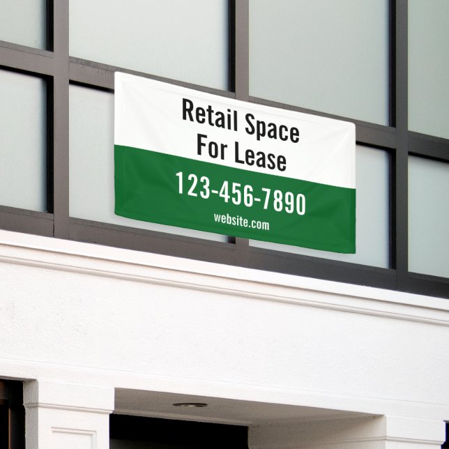 Retail Space For Lease Phone Number Green & White Banner (Äußeres Gebäude)