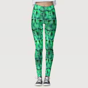 Retangulares formes em diferente verde manchado leggings