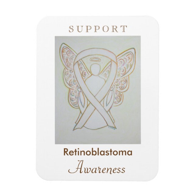 Retinoblastoma White Awareness Ribbon Angel Magnet (Vertikal)
