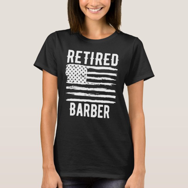 Retired Barber Profession American Flag T-Shirt (Vorderseite)