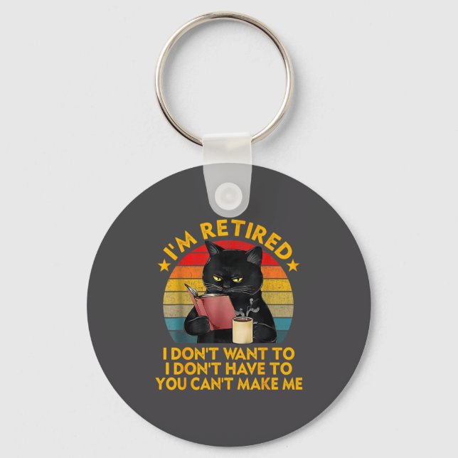 Retired Black Cat Coffee Funny Retirement 2026 Wom Schlüsselanhänger (Vorderseite)