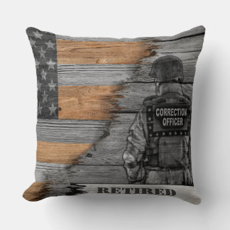RETIRED Correction Officer Large Throw Pillow Kissen