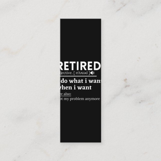 retired definition, funny retirement, retired treuekarte (Vorderseite)