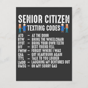 Retired elderly Person Senior Citizen Texting Code Postkarte