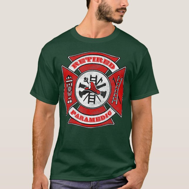 Retired Fire Paramedic Firefighter Red Maltese T-Shirt (Vorderseite)