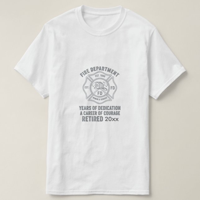 Retired Firefighter T-Shirt with Custom Years (Design devant)