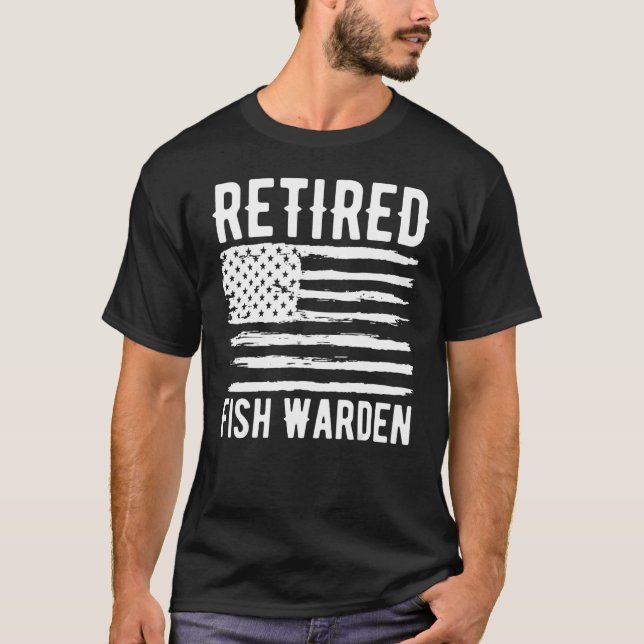 Retired Fish Warden Profession American Flag T-Shirt (Vorderseite)