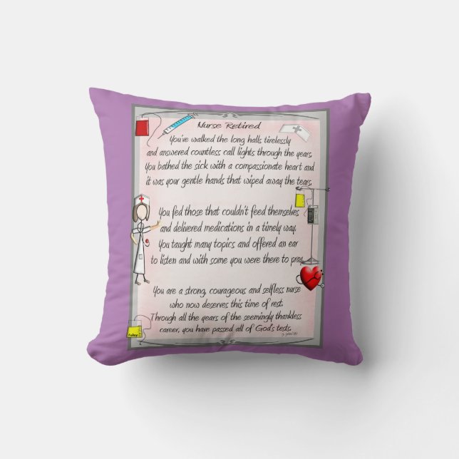 Retired Nurse Canvas Art Poem by Gail Gabel,RN Po Kissen (Vorderseite)