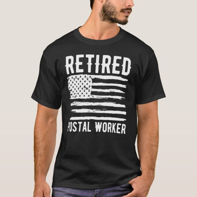 Retired Postal Worker Profession American Flag T-Shirt (Vorderseite)
