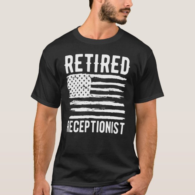 Retired Receptionist Profession American Flag T-Shirt (Vorderseite)