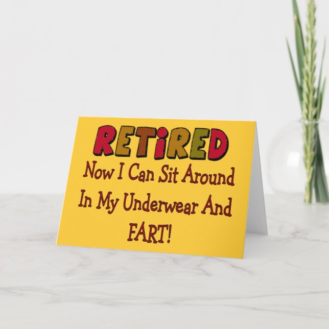 RETIRED "Unterwäsche und Furz"—Funny Karte (Vorderseite)