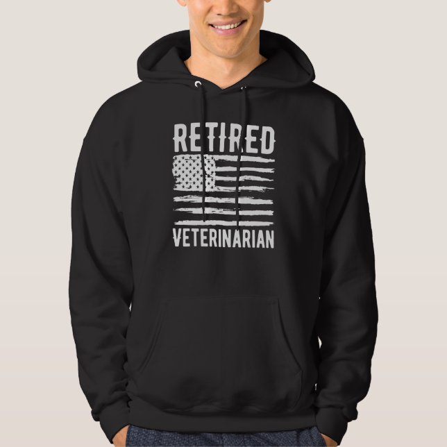 Retired Veterinarian Profession American Flag Hoodie (Vorderseite)