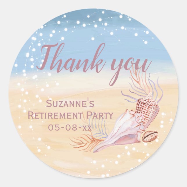 Retirement Beach Coastal Party Vielen Dank Runder Aufkleber (Vorderseite)