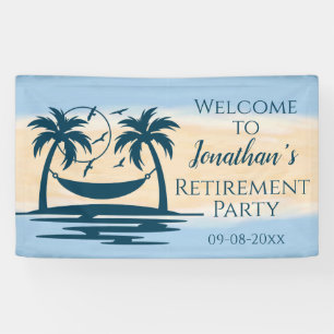 Retirement Beach Palm Trees Hammock Party Empfang Banner