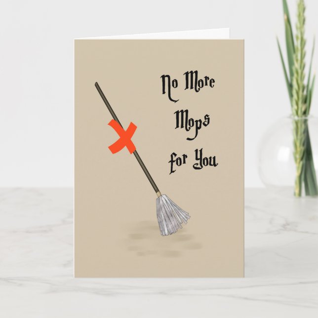 Retirement Card for Janitor with Mop Karte (Vorderseite)