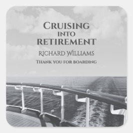 Retirement Cruising into Retirement Cruise Ship  Quadratischer Aufkleber