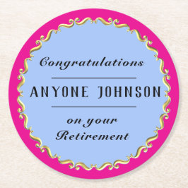 Retirement Gold-scroll Design personalize Runder Pappuntersetzer
