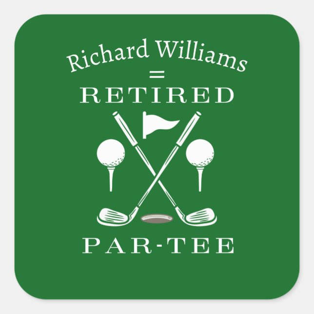 Retirement Golf Modernes Emblem Golf Clubs müde Quadratischer Aufkleber (Vorderseite)