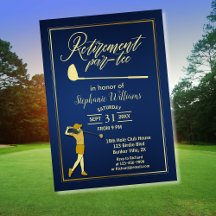 Retirement Golf Party Classic Blue Golden Woman