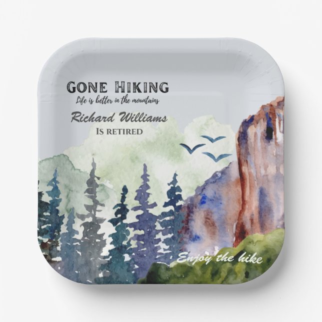 Retirement Gone Hiking Life is Better Mountains Pappteller (Vorderseite)