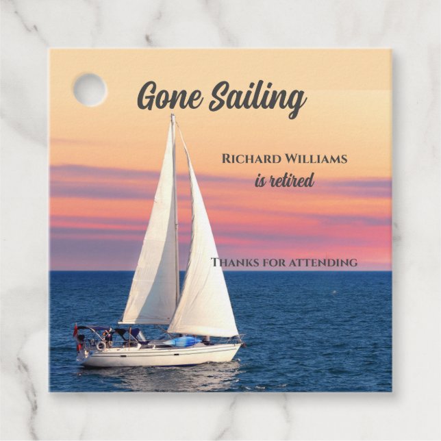 Retirement Gone Sailing Sailboat Sunset Ocean Geschenkanhänger (Vorderseite)