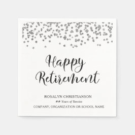 RETIREMENT Handgeschriebenes Skript Silver Confett Serviette
