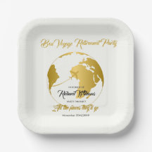 Retirement Party Golden Border Globe Bon Voyage