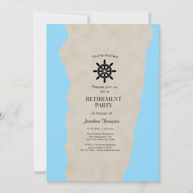 Retirement Party Nautical Custom Invitation Einladung (Vorderseite)