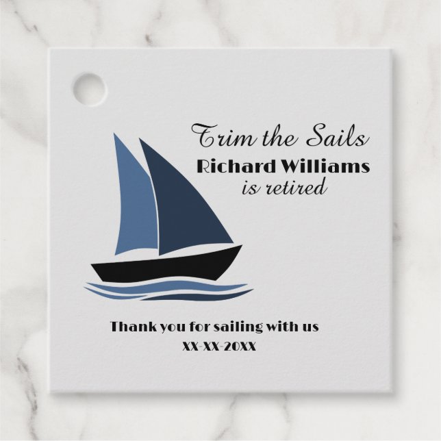 Retirement Party Nautical Sailing Theme Modern  Geschenkanhänger (Vorderseite)