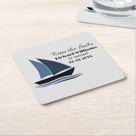 Retirement Party Nautical Sailing Theme Modern Rechteckiger Pappuntersetzer