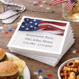 Retirement Party USA Flag Military Name Rank Serviette