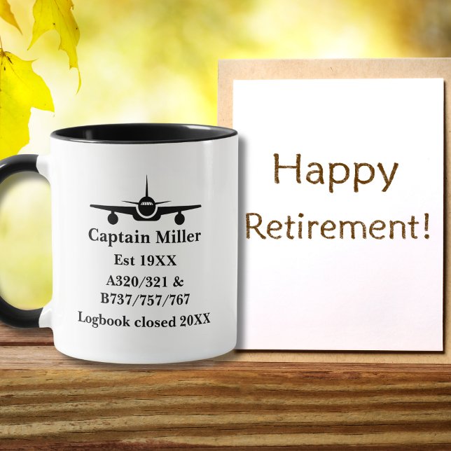 Retirement Pilot Airplane Minimalist Black Custom Tasse (Von Creator hochgeladen)