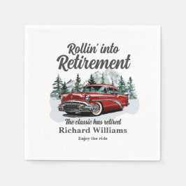 Retirement Travel Theme Classic Retro Car Rolling Serviette