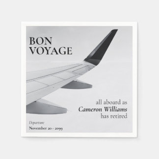 Retirement Travel Theme Modern Plane Bon Voyage Serviette