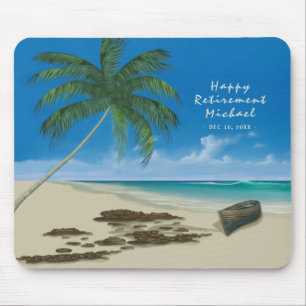 Retirement Tropical Sand Beach Custom Text Mousepad