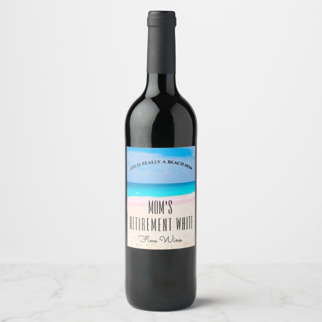 Retirement White Fine Wine Beach Life Weinetikett (Vorderseite)