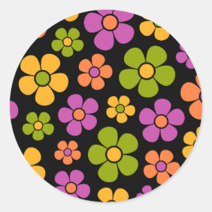 Reto 1960er Style Mid Mod Floral Pattern Runder Aufkleber