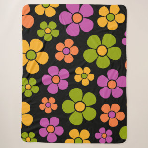 Reto 1960er Style Mid Mod Floral Pattern Sherpadecke