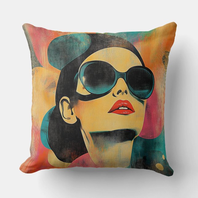Reto Bold Woman in Sonnenbrille Kissen (Vorderseite)