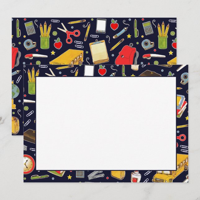 Retour À La Carte De Voeux À L'École (Devant / Derrière)