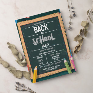 Retour À La Fête De L'École Chalk Green Invitation