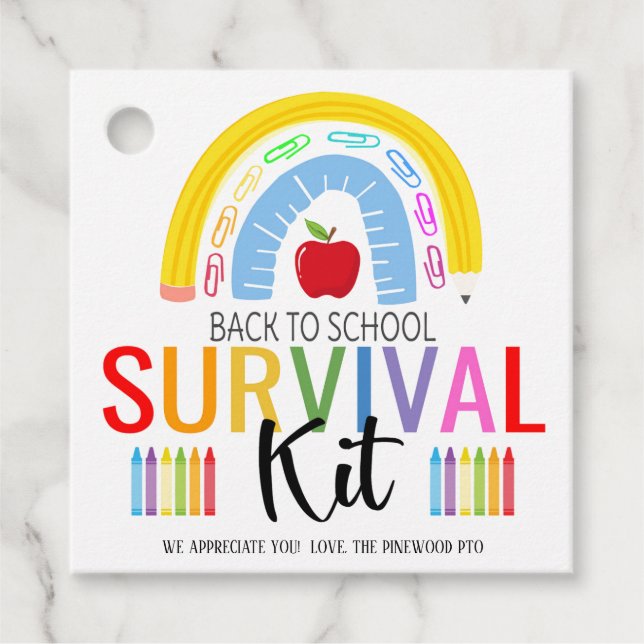 Retour à la trousse de survie à l'école étiquette  (Devant)