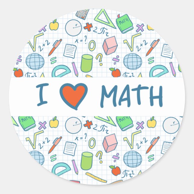Retour à l'école : autocollant "I love math" (Devant)