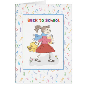 Retour à l'école fille avec livres et sac à dos
