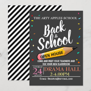 Retour à l'école invitation OUVERT MAISON