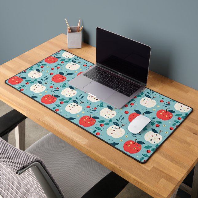 Retour à l'école motif de pommes rouges et blanche (Bureau 2)