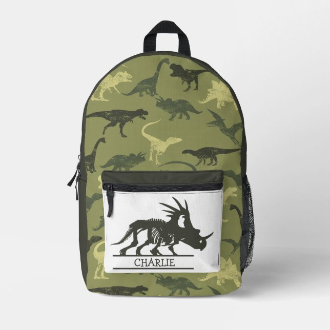 Retour à l'école Thème Dino Vert imprimé Sac à dos (Recto)