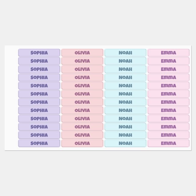 Retour à Nom de l'école Étiquettes pour vêtements  (Feuille)