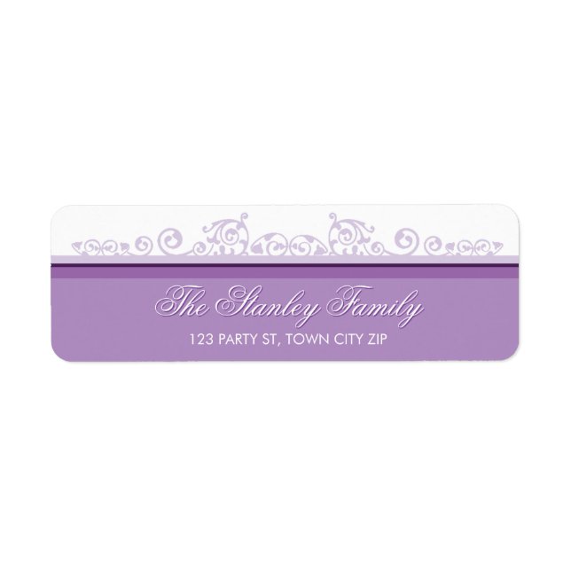 RETOUR ADRESSE ÉTIQUETTES jolies boucles violet vi (Devant)
