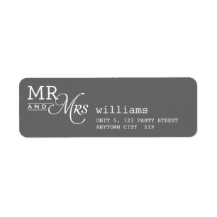 RETOUR ADRESSE ÉTIQUETTES m & mme typographie gris
